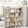 Wood Industrial Console Bookshelf,5-Tier Shelf with Open Shelves and Metal Frame,Living Room Freestanding Display Storage Rack-Baofuwish - 3 of 4