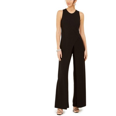 Adrianna Papell Womens Overlay Jumpsuit, Black, 6