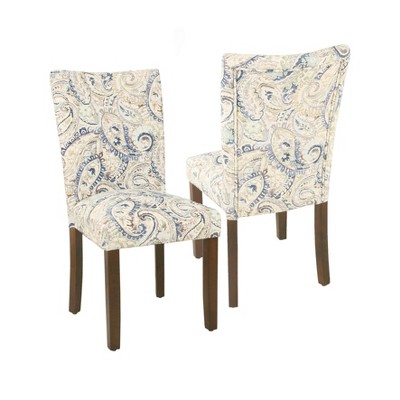 Set Of 2 Parson Dining Chair Blue Velvet Paisley Print - Homepop : Target