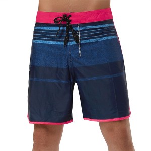 INSPIRE CHIC Men's Summer Beach Casual Color Block Striped Drawstring Board Shorts - 1 of 4