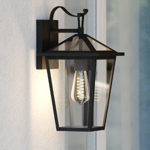 VAXCEL Derby Dusk to Dawn Matte Black Outdoor Wall Lantern Light Clear Glass Shade, LED Compatible - 1 of 4