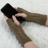 Allegra K Women's Fingerless Gloves Knitted Ribbed Cuff Arm Warmers One Size - 4 of 4