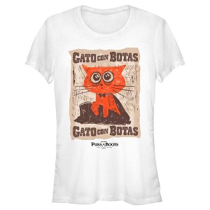 Juniors Womens Puss in Boots: The Last Wish Gato Con Botas Poster T-Shirt - 1 of 4