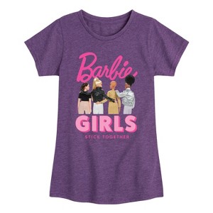 Girls' - Barbie - Girls Stick Together Fitted Short Sleeve Graphic T-Shirt - 1 of 3