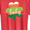 Women's - Instant Message - Lucky Striped Shamrock Short Sleeve Graphic T-Shirt - 2 of 4
