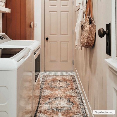 Rosman Blue and Beige Washable Vintage Area Rug