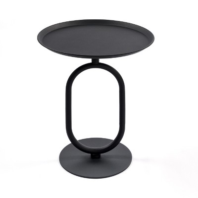 Lyngins Lantern-Shaped Metal End Tables Living Room, Retro Tray Side Table with Weighted Base, Small Side Table, Round End Table, Small Coffee Table