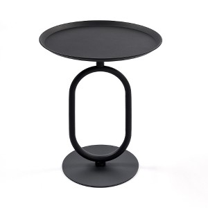 Lyngins Lantern-Shaped Metal End Tables Living Room, Retro Tray Side Table with Weighted Base, Small Side Table, Round End Table, Small Coffee Table - 1 of 4