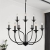 LNC Pict 9-Light 30" Candle Tiered Modern Farmhouse Oversized Chandelier,Matte Black - 2 of 4
