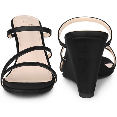 Perphy Women's Open Toe Strappy Open Toe Wedge Heels Slide Sandals - image 2