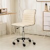 Racxily Adjustable Office Chair, PU Leather Task Chair Low Back Ribbed Armless Swivel White Desk Chair Office Chair with Wheels - 4 of 4