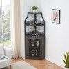TROPOW Corner Bar Rack Cabinet with Detachable Wine Rack, Bar Cabinet with Glass Holder, Small Sideboard and Buffet Cabinet with Mesh Door - 3 of 4