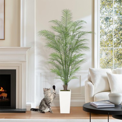 4FT Faux Areca Palm Plants Fake Palm Tree w/ 44 Realistic Trunks & Full Lifelike Palm Leaves Artificial