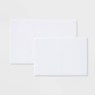 Photo 1 of 2pk Fuzzy Foam Bath Rug White - Threshold&#8482;