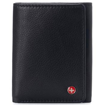 Alpine Swiss Mens Leon Trifold Wallet RFID Safe Genuine Leather Comes in a Gift Box