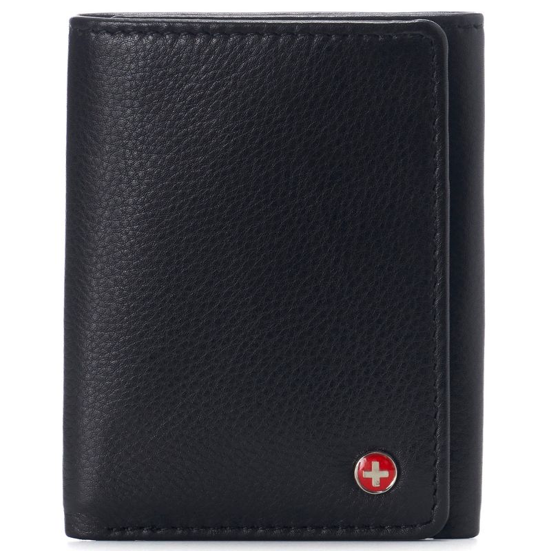 Alpine Swiss Mens Leon Trifold Wallet RFID Safe Genuine Leather Comes in a Gift Box, 1 of 6