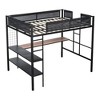 ALEXOUN Metal Full Size Loft Bed with Desk and Shelves & Noise-Free Wood Slats,Comfortable Fabric Rails,2 Tier Shelves and Side Steps and Mesh Panels - 4 of 4