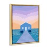 Stupell Industries Blue Boat Shed Sunrise Floating Frame Canvas Art - 2 of 4