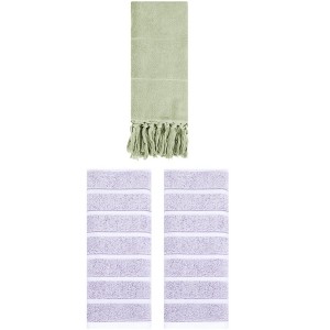 REGALWOVEN 3 Packs Striped and Solid Absorbent Soft Cotton Hand Towel for Bathroom - 1 of 4