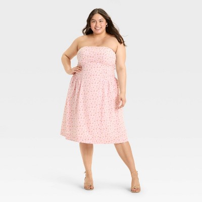 Women's Ruched Poplin Midi Tube Dress - Wild Fable™