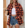MISSKY Womens Fashion Plaid Flannel Jacket Casual Long Sleeve Button Collared Neck Oversized Shirts - 2 of 4