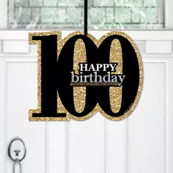 Big Dot of Happiness Adult 100th Birthday - Gold - Hanging Porch Birthday Party Outdoor Decorations - Front Door Decor - 1 Piece Sign