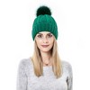Anna-Kaci Women's Soft Knit Winter Beanie Hat with Satin-Lined Interior Ribbed Texture and Fluffy Pom Detail - 2 of 4