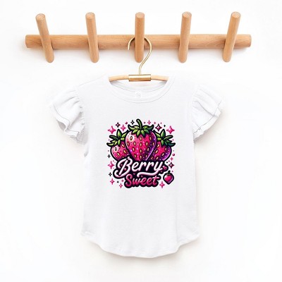 The Juniper Shop Berry Sweet Strawberry Toddler Flutter Sleeve Tee