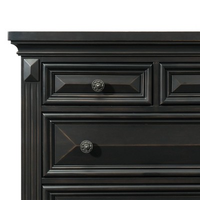 Antique Black 6-Drawer Vertical Chest with Felt Lined Drawers