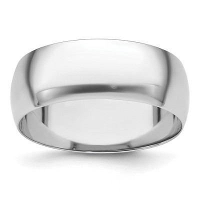 Black Bow Jewelry 3mm to 8mm Platinum Light Weight Half Round Standard Fit Band