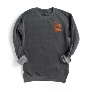 Simply Sage Market Women's  Garment Dyed Graphic Sweatshirt Embroidered Hey Boo Mini - 1 of 4
