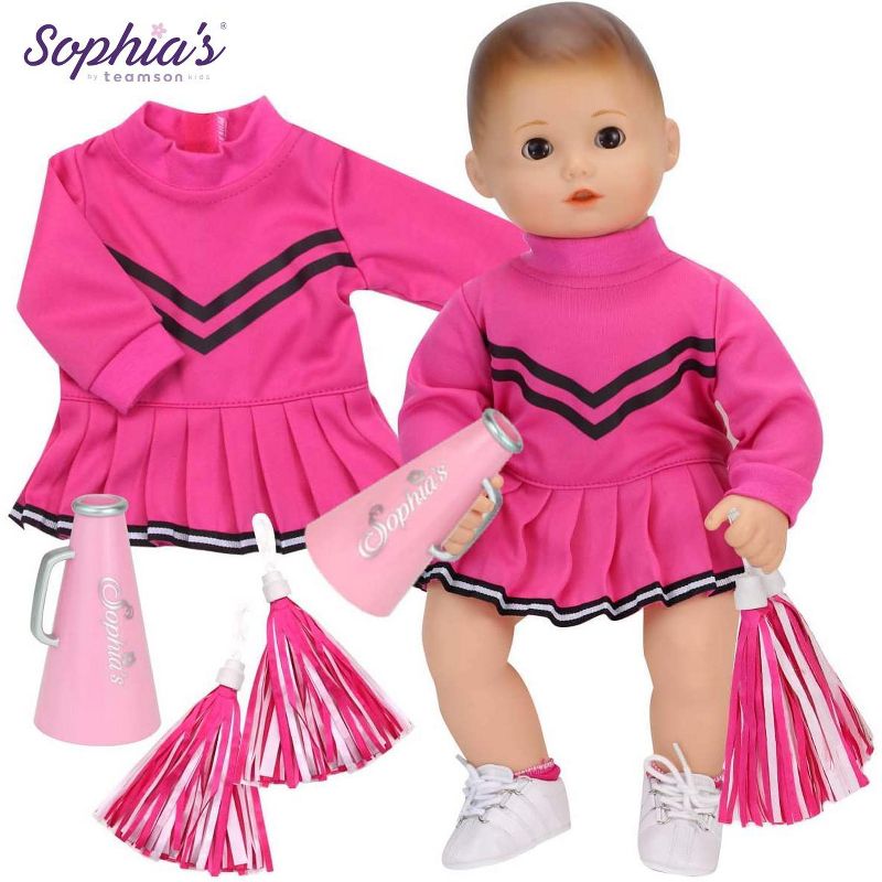 Sophia’s Cheerleader Dress, Pom-Poms, & Megaphone Set for 15" and 18” Dolls, Hot Pink, 3 of 6