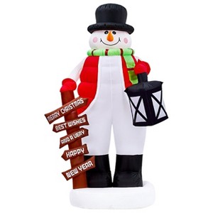 Itopfox 8FT Christmas Inflatable Snowman Outdoor Yard Decoration with Rotating LED Lights Magic Hat Weatherproof 1 Piece - 1 of 4