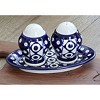 Blue Rose Polish Pottery 1282 Zaklady Salt & Pepper Shakers with Plate - 2 of 4