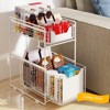 2-Tier Pull Out Cabinet Organizer, Duty Slide Out Pantry Shelves Drawer Storage Fixed with Adhesive Film, Sliding Mesh Cabinet Basket , White - 2 of 4