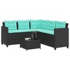 vidaXL Patio Sofa Black, Blue PE Rattan, Powder-Coated Steel, Tempered Glass - 2 of 4