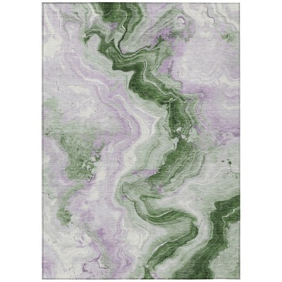 HomeRoots 10' X 14' Olive Green And Lavender Abstract Washable Indoor Outdoor Area Rug