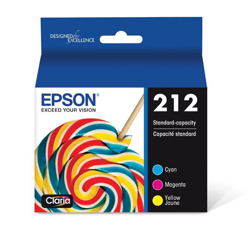 Epson 212 C/M/Y 3pk Ink Cartridges - Cyan Magenta Yellow (T212520-CP), 1 of 8