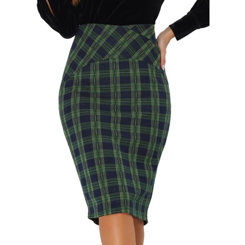 Green tartan pencil skirt best sale