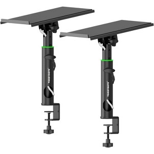 Pair of Studio Monitor Stands Desk Clamp Speaker Stands 0-12°Tilt Height Adjustable with Cable Management - 1 of 4