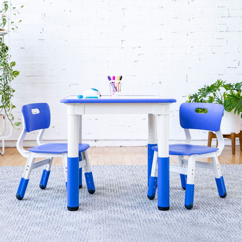 ECR4Kids Square Resin Dry-Erase Adjustable Activity Table with 2 Chairs (3-Piece Set), 5 of 11