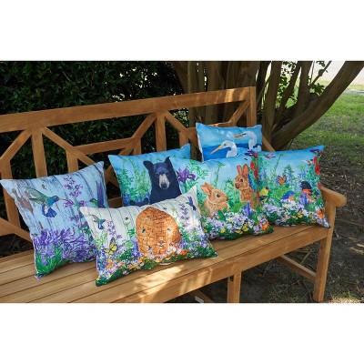 Hummingbird Paradise Blue and Purple Polyester Throw Pillow