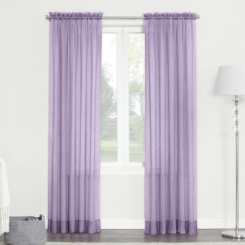 Erica Crushed Sheer Voile Rod Pocket Curtain Panel Lavender 51 X63