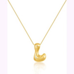 Bubble Initial Necklace Gold Plated Balloon Charm Birthday Gift - 1 of 4