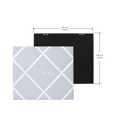 Gray and White Linen Memo Photo Board with Ribbon