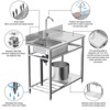 Huxxion Stainless Steel Utility Sink, Free Standing Single Bowl Kitchen Sink with Cold and Hot Water Pipe, Outdoor Basin Station with Cabinet - 4 of 4