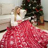 Lomsoe Red and White Christmas Print Flannel Throw Blanket, Winter Holiday Decorative Blankets, Super Soft Cozy Throw Blankets for Home Sofa Couch - 2 of 4