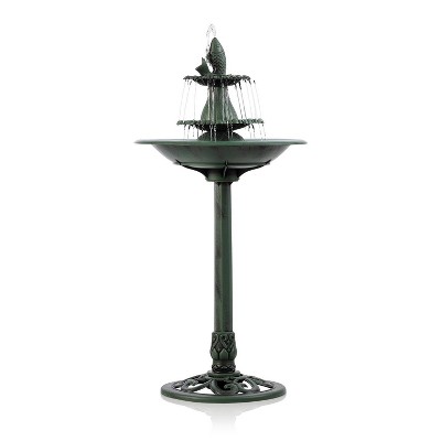 Green Plastic 3-Tier Pedestal Fountain Bird Bath