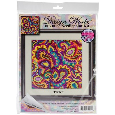 Design Works Needlepoint Kit 10"X10"-Paisley-Stitched In Yarn