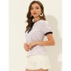 Allegra K Women's Tie Neck Short Sleeve Floral Blouse Tops - 3 of 4